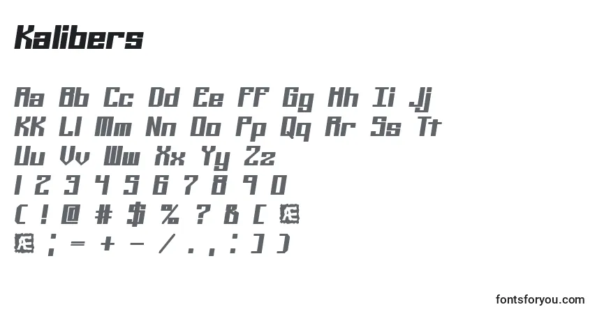 Czcionka Kalibers – alfabet, cyfry, specjalne znaki