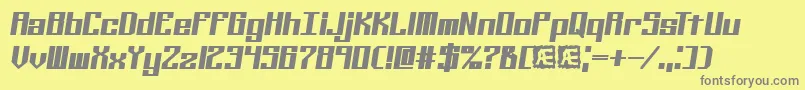 Kalibers-fontti – harmaat kirjasimet keltaisella taustalla
