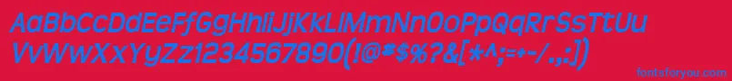 TeenBoldItalic Font – Blue Fonts on Red Background