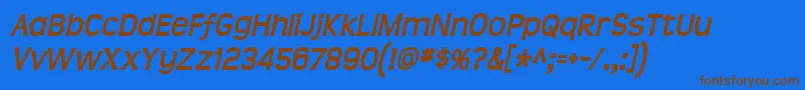 TeenBoldItalic-Schriftart – Braune Schriften auf blauem Hintergrund