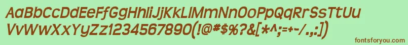 TeenBoldItalic Font – Brown Fonts on Green Background