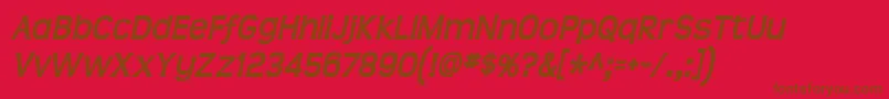 TeenBoldItalic-Schriftart – Braune Schriften auf rotem Hintergrund