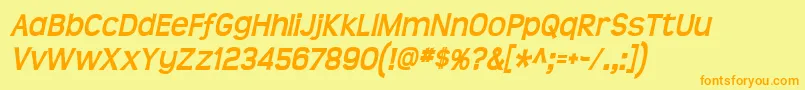フォントTeenBoldItalic – オレンジの文字が黄色の背景にあります。