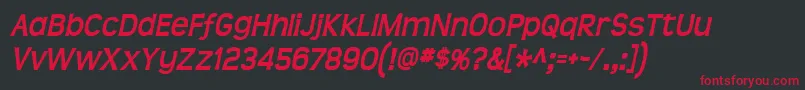 フォントTeenBoldItalic – 黒い背景に赤い文字