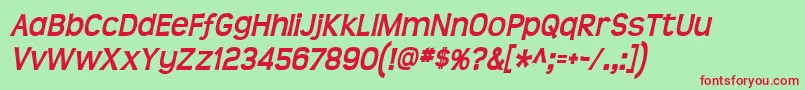 TeenBoldItalic Font – Red Fonts on Green Background