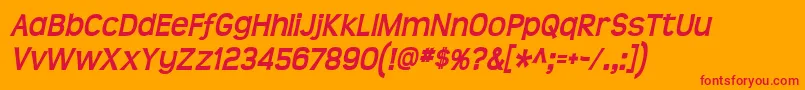 TeenBoldItalic Font – Red Fonts on Orange Background