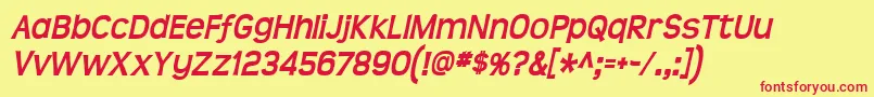 TeenBoldItalic Font – Red Fonts on Yellow Background