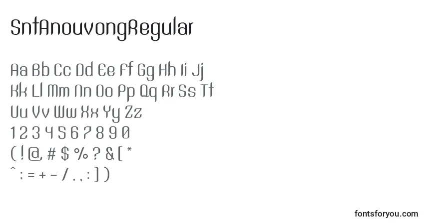 A fonte SntAnouvongRegular – alfabeto, números, caracteres especiais