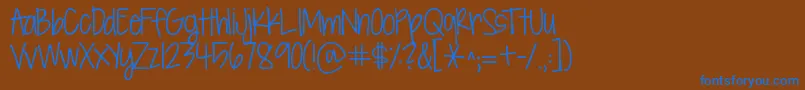 Kgsevensixteen-Schriftart – Blaue Schriften auf braunem Hintergrund