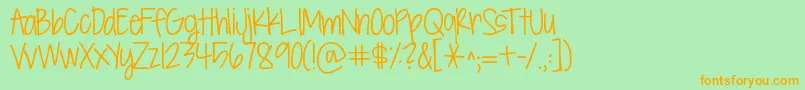 Kgsevensixteen Font – Orange Fonts on Green Background