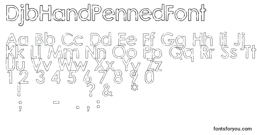 A fonte DjbHandPennedFont – alfabeto, números, caracteres especiais
