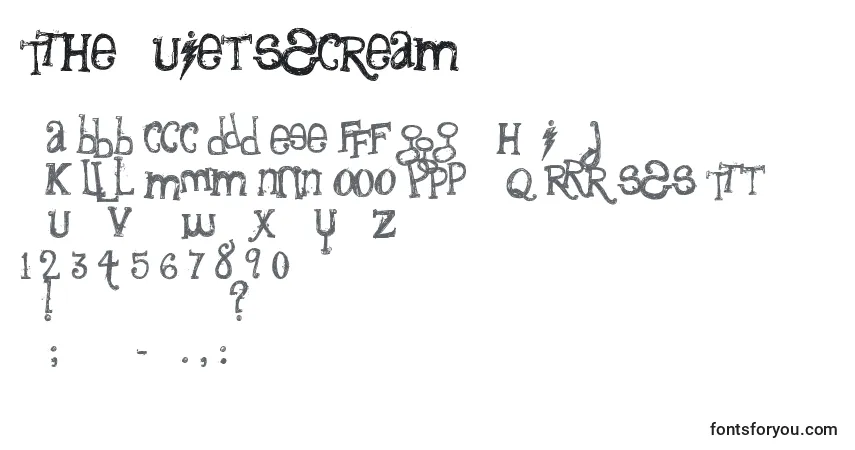 Schriftart TheQuietScream – Alphabet, Zahlen, spezielle Symbole
