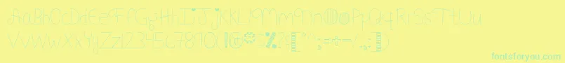 Czcionka MyFontAddictionByMistisFonts – zielone czcionki na żółtym tle
