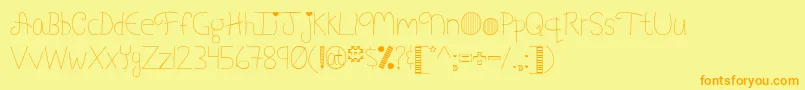 Fonte MyFontAddictionByMistisFonts – fontes laranjas em um fundo amarelo