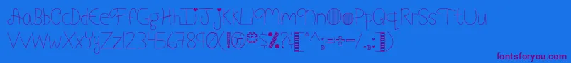 Czcionka MyFontAddictionByMistisFonts – fioletowe czcionki na niebieskim tle