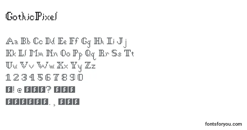 Czcionka GothicPixel – alfabet, cyfry, specjalne znaki
