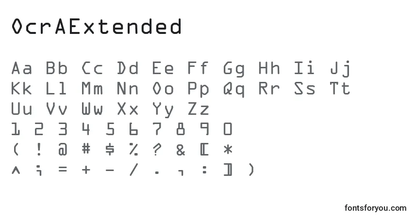 Schriftart OcrAExtended – Alphabet, Zahlen, spezielle Symbole