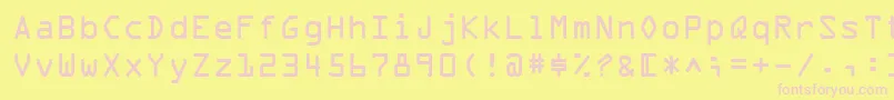 OcrAExtended-fontti – vaaleanpunaiset fontit keltaisella taustalla