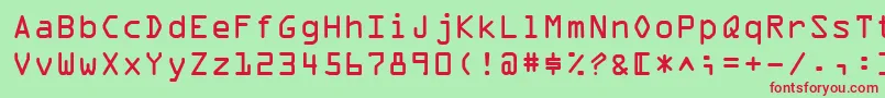 OcrAExtended Font – Red Fonts on Green Background
