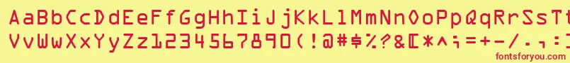 OcrAExtended Font – Red Fonts on Yellow Background