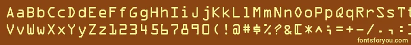 OcrAExtended-fontti – keltaiset fontit ruskealla taustalla