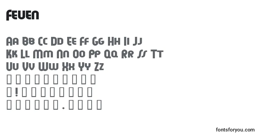 Schriftart Feuen – Alphabet, Zahlen, spezielle Symbole
