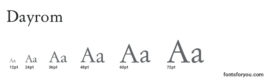 Размеры шрифта Dayrom
