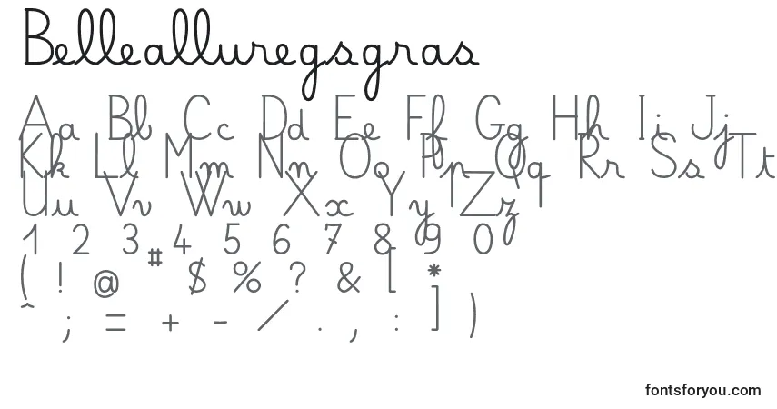 Fuente Bellealluregsgras - alfabeto, números, caracteres especiales