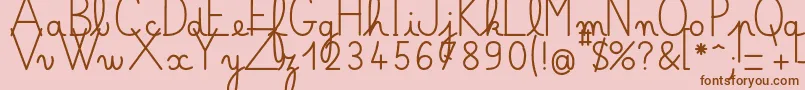Więcej informacji o czcionce Bellealluregsgras Czcionka Bellealluregsgras – brązowe czcionki na różowym tle