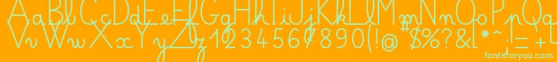 Bellealluregsgras-Schriftart – Grüne Schriften auf orangefarbenem Hintergrund