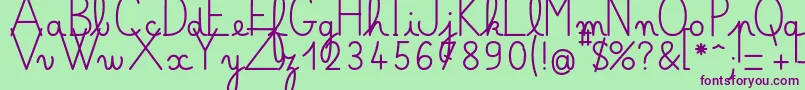 フォントBellealluregsgras – 緑の背景に紫のフォント