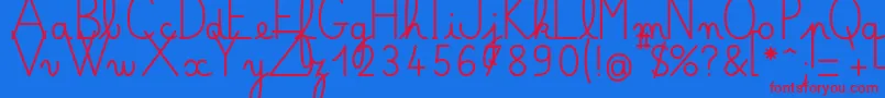 Czcionka Bellealluregsgras – czerwone czcionki na niebieskim tle