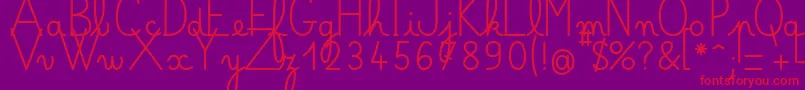 Czcionka Bellealluregsgras – czerwone czcionki na fioletowym tle
