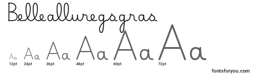 Größen der Schriftart Bellealluregsgras