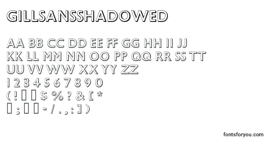 Шрифт GillSansShadowed – алфавит, цифры, специальные символы