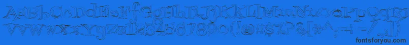 Fontdinerdotcomjazzlight-Schriftart – Schwarze Schriften auf blauem Hintergrund