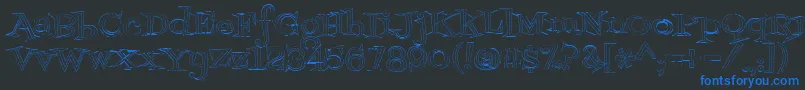 Шрифт Fontdinerdotcomjazzlight – синие шрифты на чёрном фоне