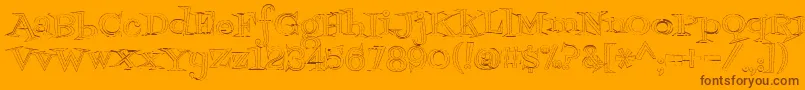 Fontdinerdotcomjazzlight-Schriftart – Braune Schriften auf orangefarbenem Hintergrund