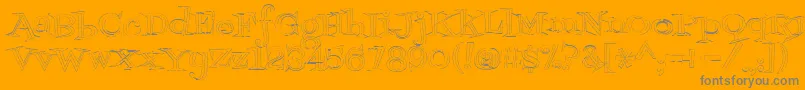 Fontdinerdotcomjazzlight-fontti – harmaat kirjasimet oranssilla taustalla