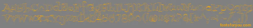 Fontdinerdotcomjazzlight-Schriftart – Orangefarbene Schriften auf grauem Hintergrund