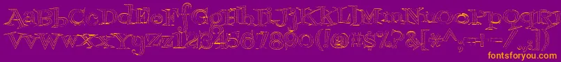 Fontdinerdotcomjazzlight-Schriftart – Orangefarbene Schriften auf violettem Hintergrund