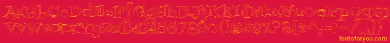 フォントFontdinerdotcomjazzlight – 赤い背景にオレンジの文字