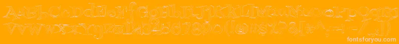 Fontdinerdotcomjazzlight-Schriftart – Rosa Schriften auf orangefarbenem Hintergrund