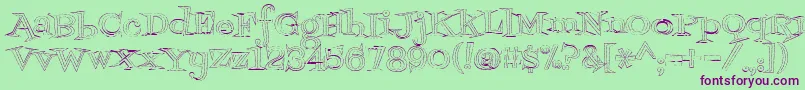 Fontdinerdotcomjazzlight Font – Purple Fonts on Green Background
