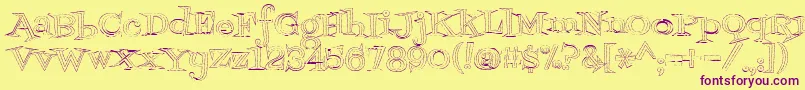 Fontdinerdotcomjazzlight Font – Purple Fonts on Yellow Background