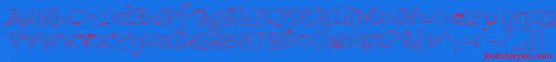 Fontdinerdotcomjazzlight-Schriftart – Rote Schriften auf blauem Hintergrund