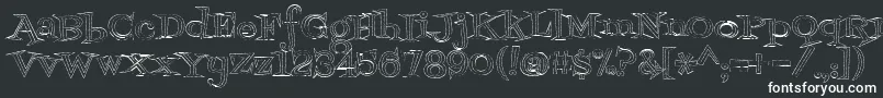 Fontdinerdotcomjazzlight-fontti – valkoiset fontit mustalla taustalla