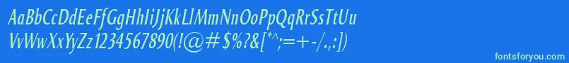 Шрифт OdenseComprItalic – зелёные шрифты на синем фоне
