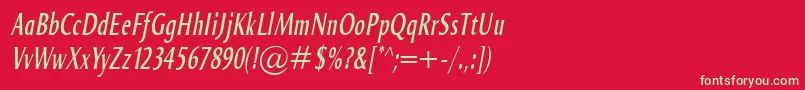 フォントOdenseComprItalic – 赤い背景に緑の文字