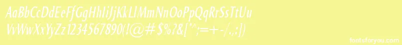 Шрифт OdenseComprItalic – белые шрифты на жёлтом фоне